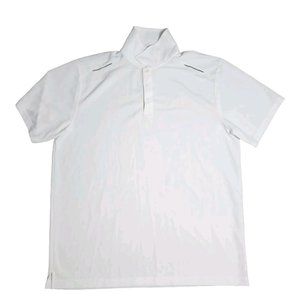 PORT AUTHORITY Solid All‎ White Collared Short Sleeve Polo Shirt Mens Size XL